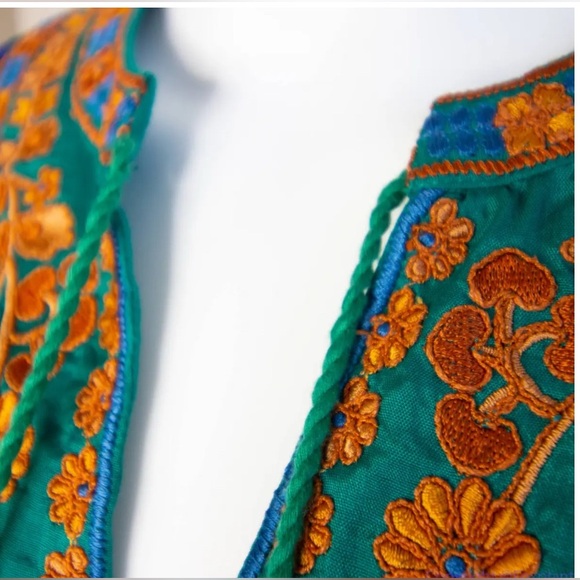 Soft Surroundings Sheer Blouse Embroidery Tassels Bell Sleeve Sz Small - Picture 11 of 12